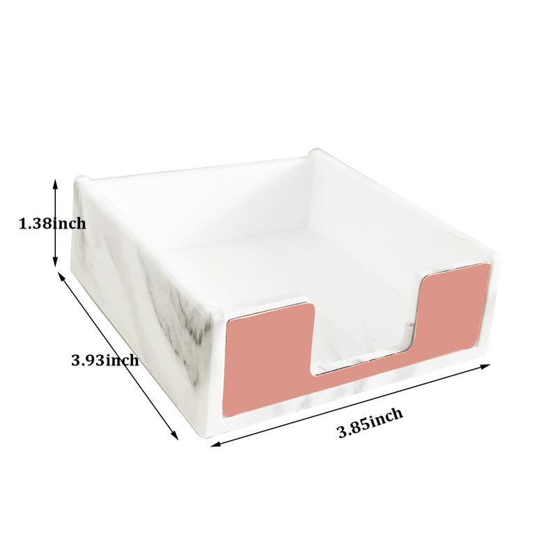 Supfoxer Marble White Sticky Notes Holderï¼ŒMemo Sticky Holder for 3" x 3" Adhesive notepads Storage Tray Despensers Office Desk Accessories Suppplies - Image 2